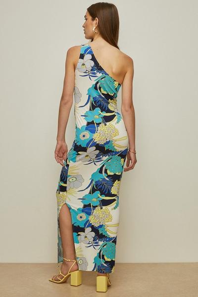Oasis lime Petite Palm Printed One Shoulder Midaxi Dress