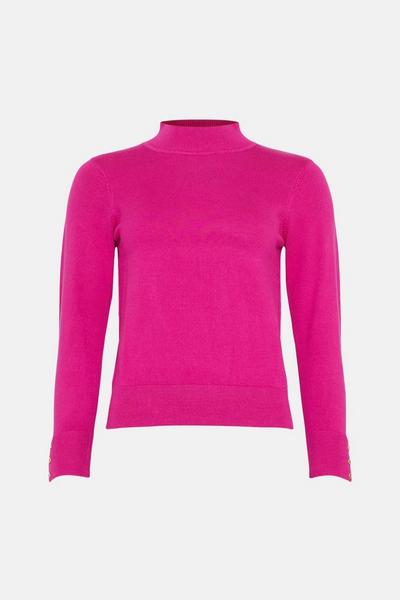 Oasis fuchsia Petite Knitted Funnel Neck Jumper
