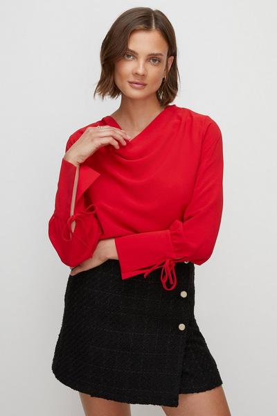 Oasis  Cowl Neck Woven Crepe Top