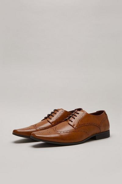 Burton tan Tan Leather Look Brogue Shoes