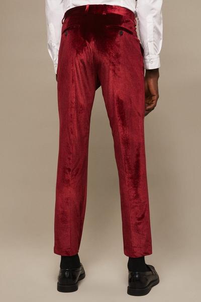 Burton brown Slim Fit Burgundy Velvet Suit Trousers