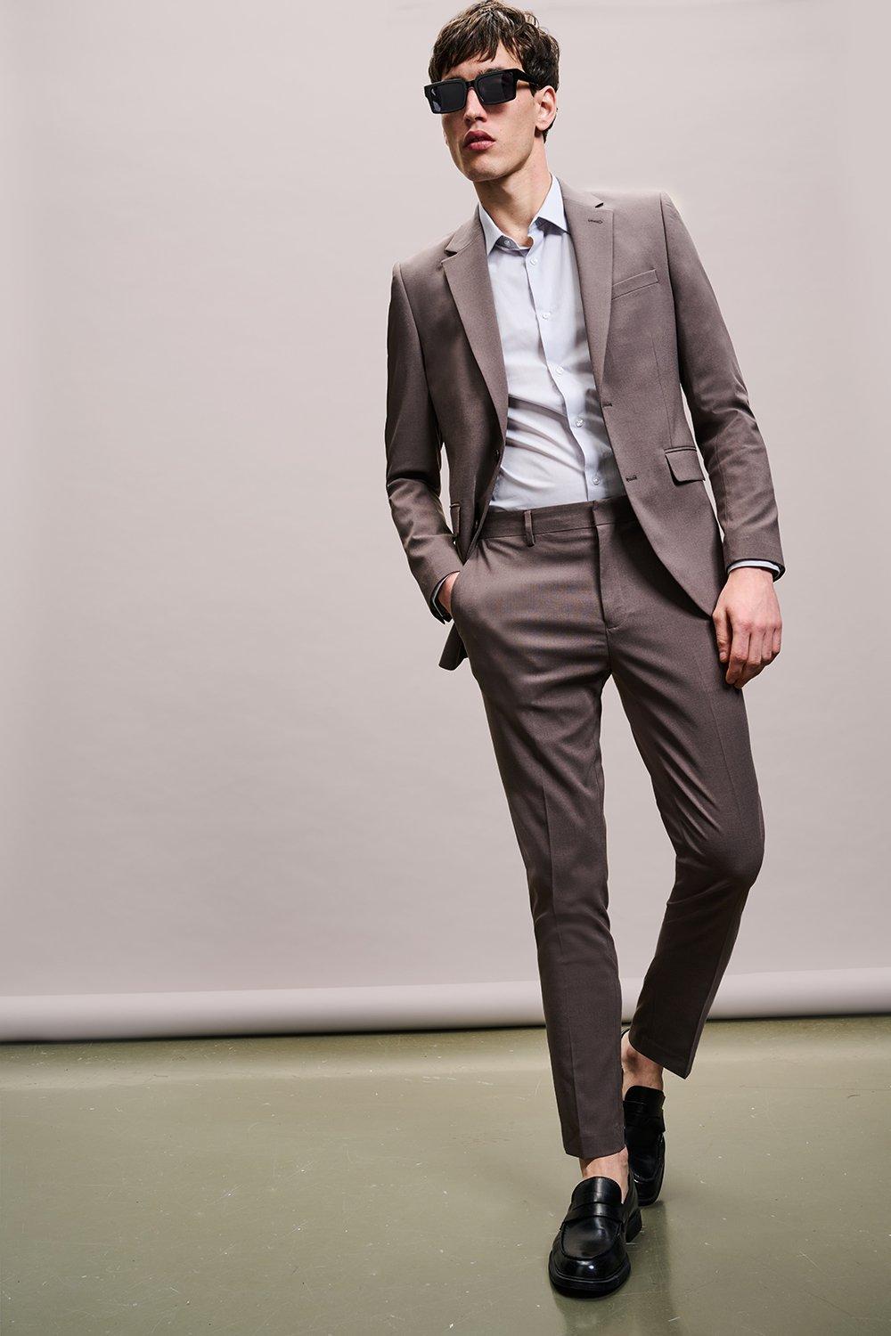 Suits | Skinny Fit Taupe Suit Jacket | Burton