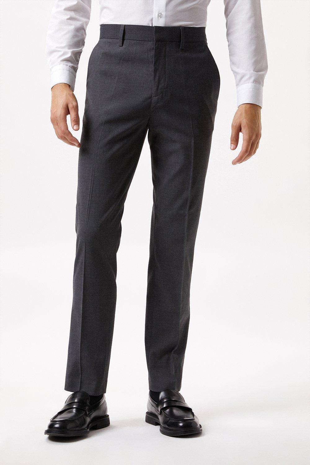 Trousers | Slim Fit Charcoal Smart Trousers | Burton