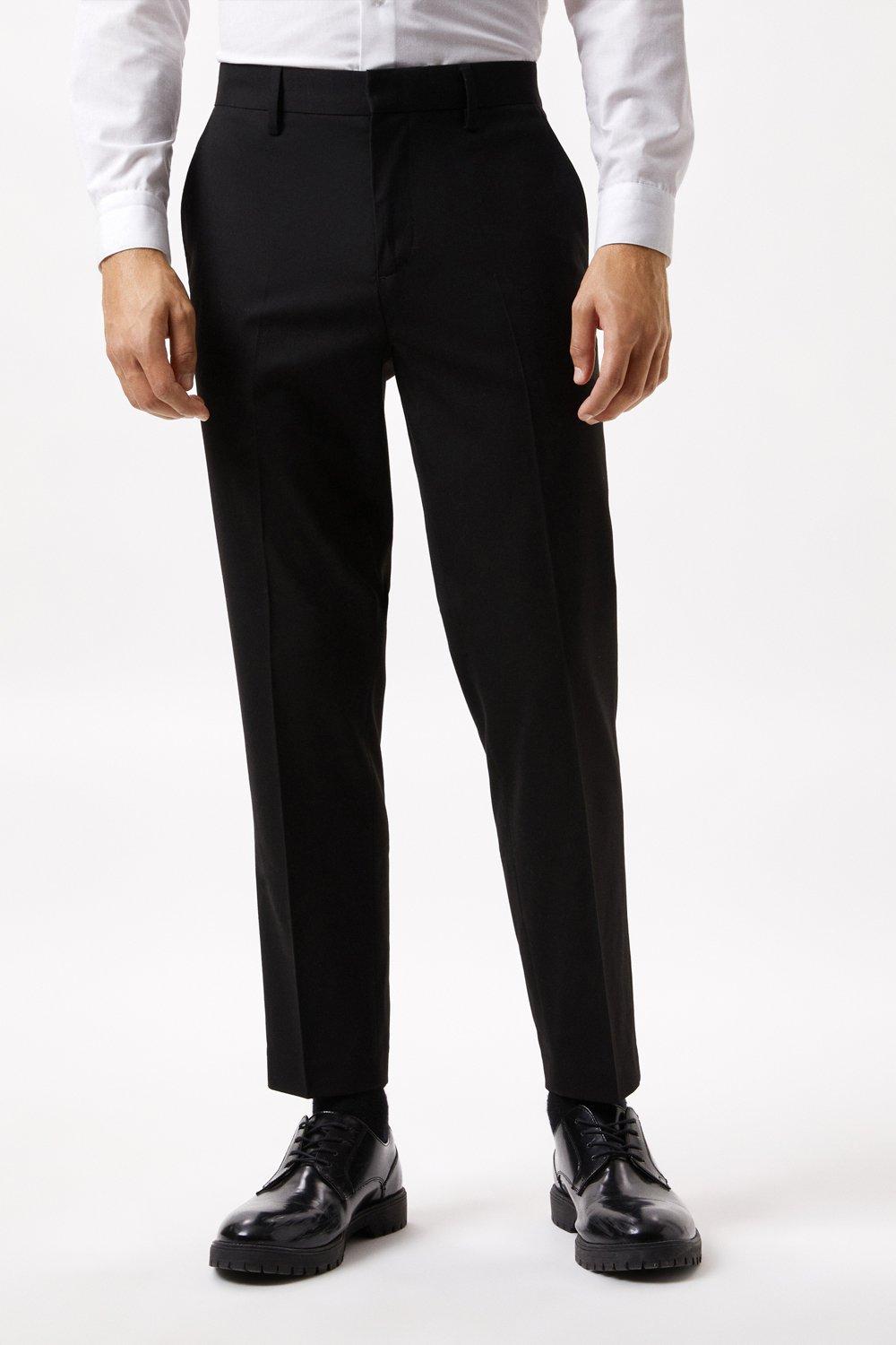Trousers | Tapered Fit Black Smart Trousers | Burton