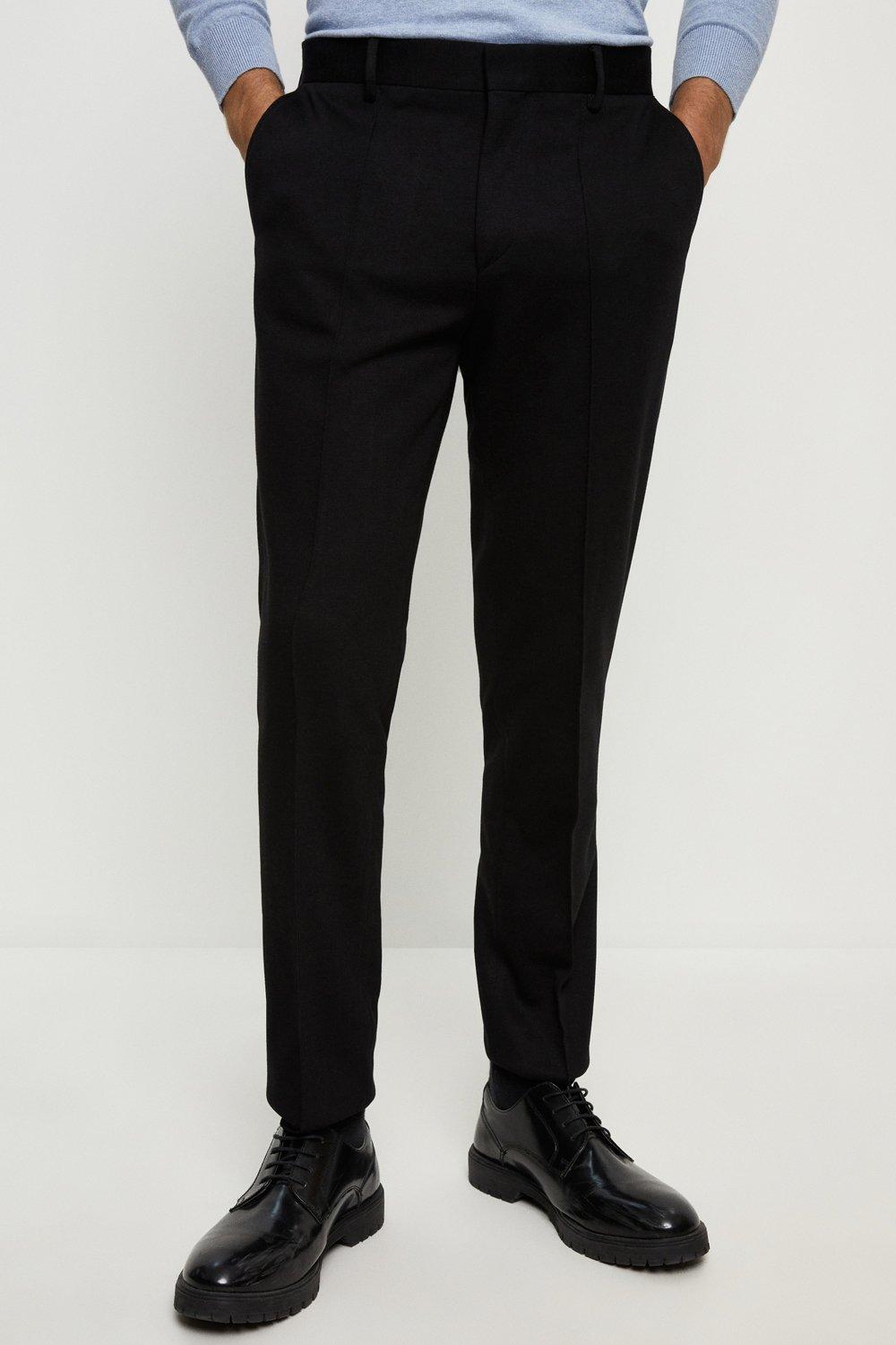 Trousers | Slim Fit Black Jersey Trousers | Burton