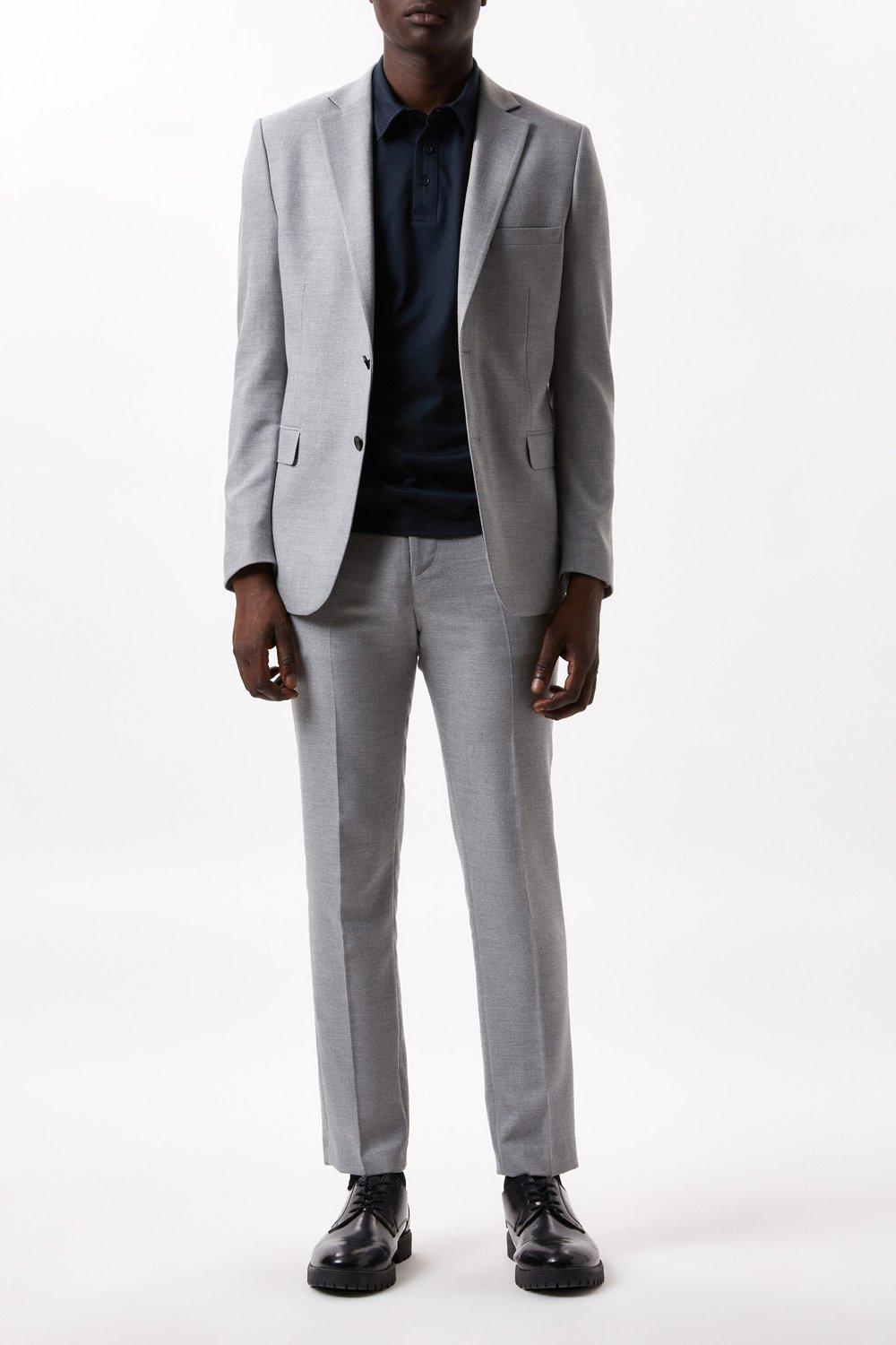 Suits | Slim Fit Mid Grey Marl Suit Jacket | Burton