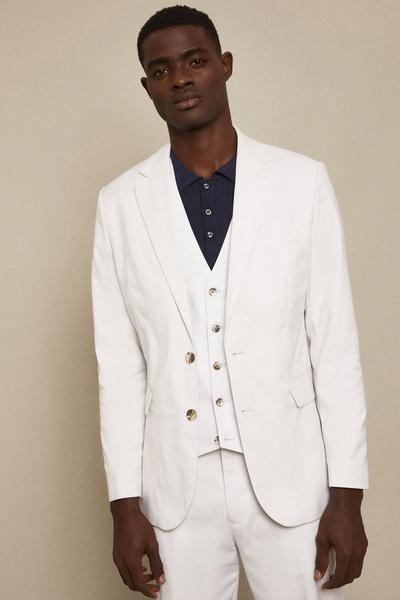 Burton neutral Tailored Fit Pale Grey Cotton Stretch Suit Jacket