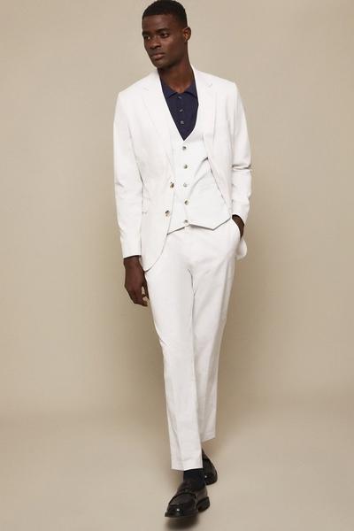 Burton neutral Tailored Fit Pale Grey Cotton Stretch Suit Jacket