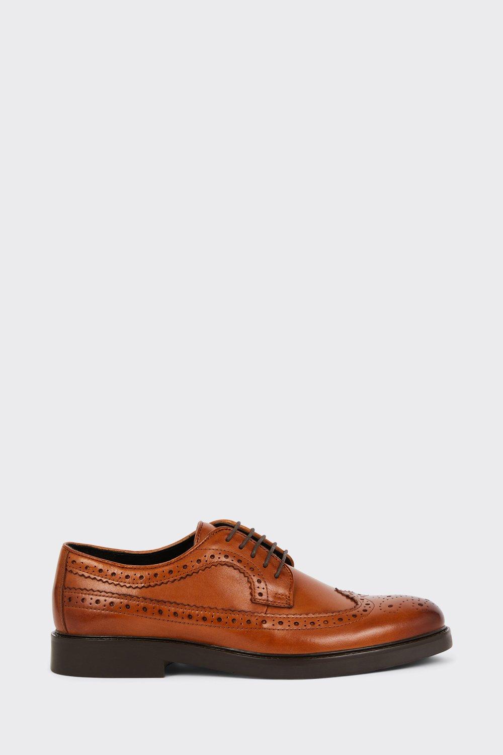 Shoes | Tan Smart Leather Derby Brogue Shoes | Burton