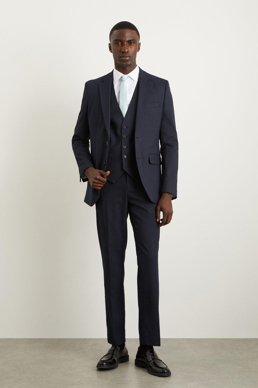 Suits | Slim Fit Navy Fine Stripe Suit Jacket | Burton