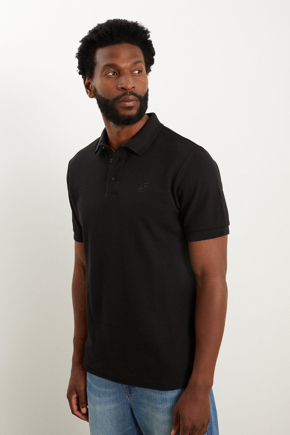 Polos | Black Pique Polo Shirt | Burton