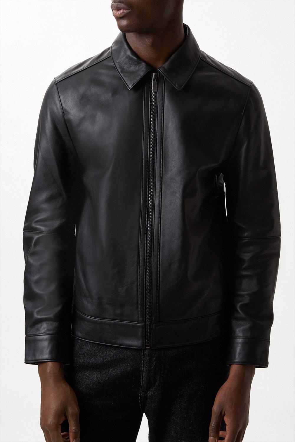 Jackets & Coats | Collared Leather Jacket | Burton
