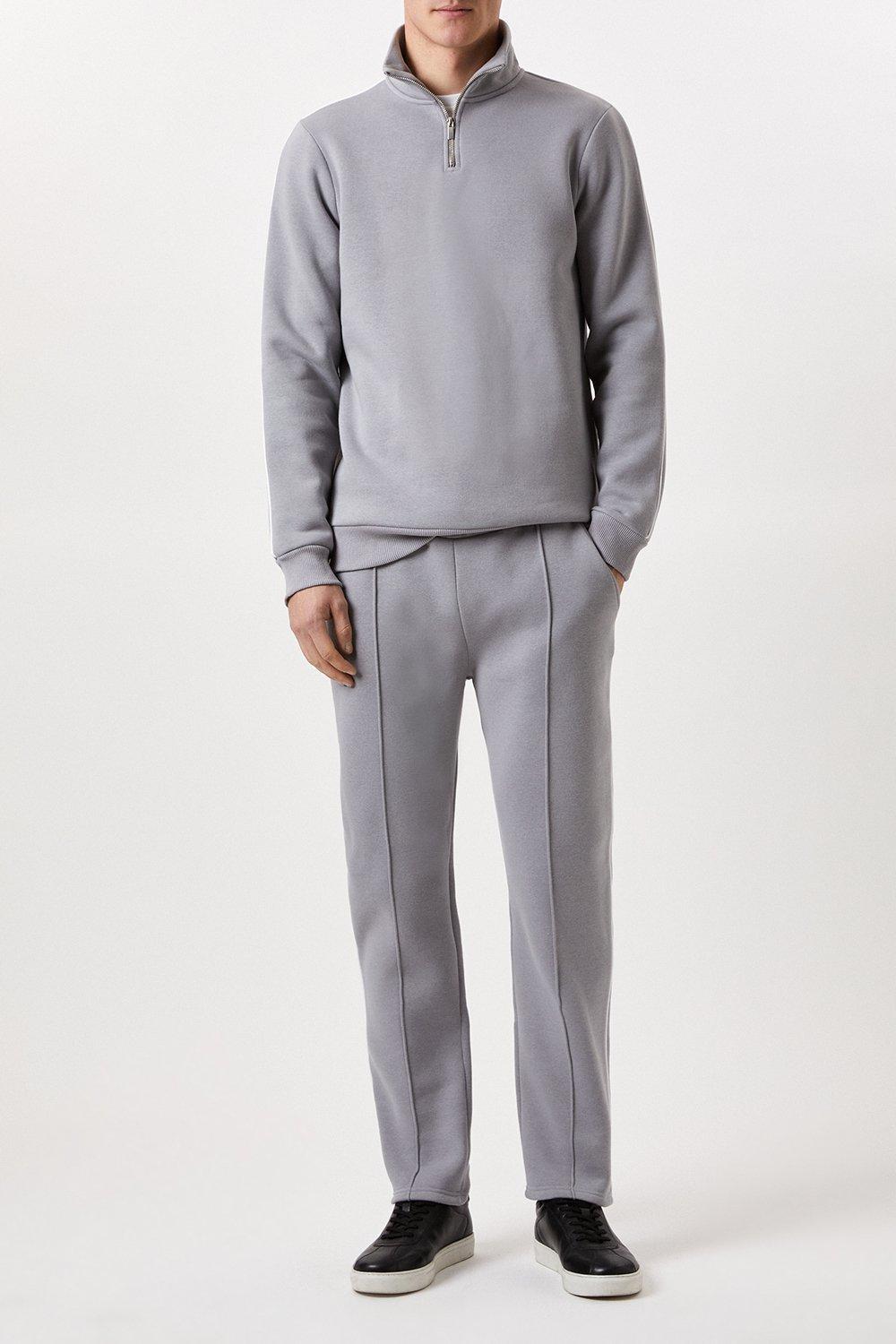 Joggers | Grey Pipe Detailing Jersey Trouser | Burton