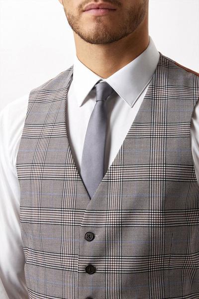 Burton grey Skinny Fit Grey Check Suit Waistcoat