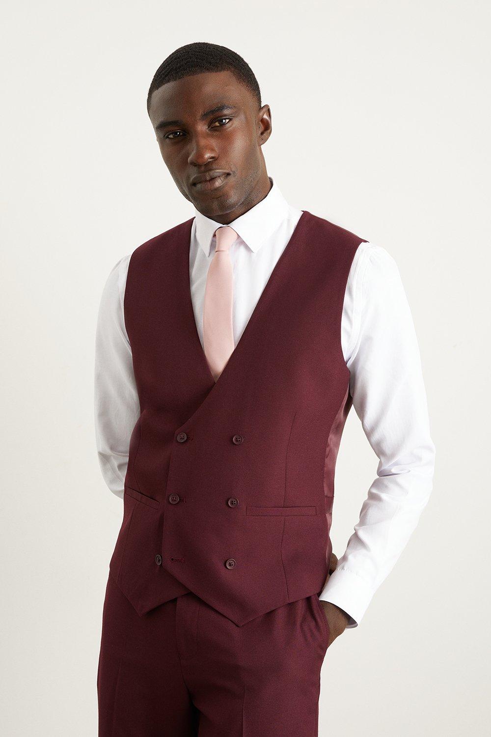 Suits | Slim Fit Burgundy Waistcoat | Burton