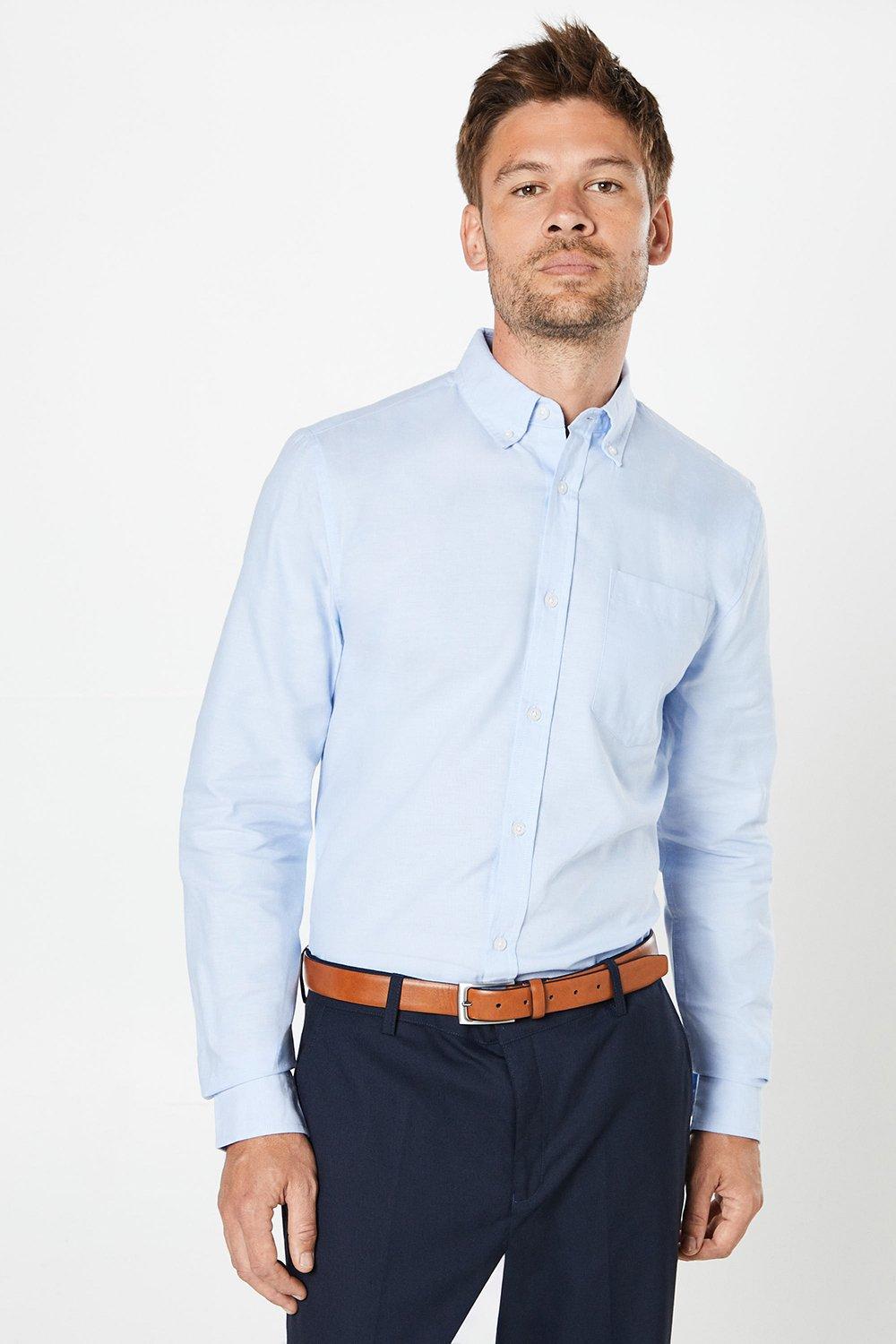 Mens Long Sleeve Chest Pocket Oxford Shirt