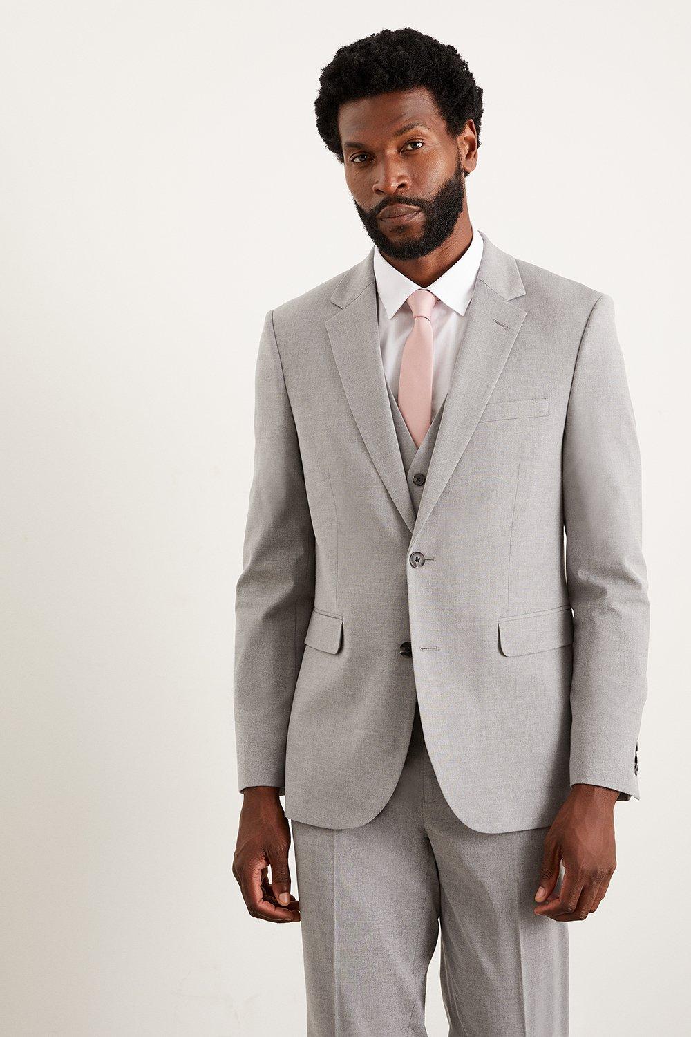 Burton Slim Fit Light Grey Essential Suit Jacket | Debenhams
