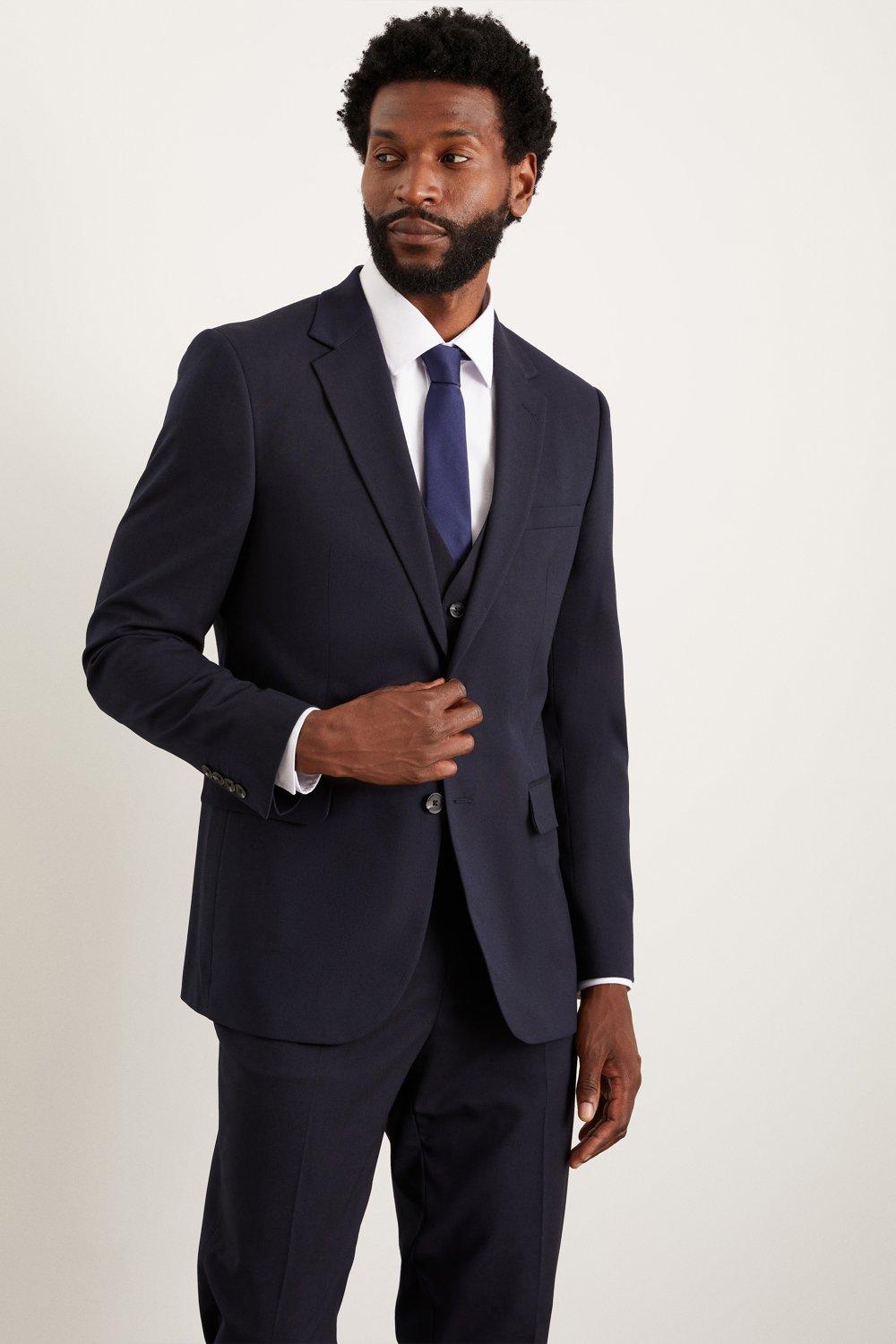 Burton Tailored Fit Navy Essential Suit Jacket | Debenhams