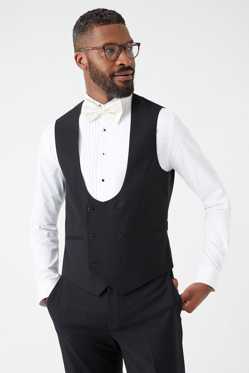 Mens Slim Fit Black Tuxedo Suit Waistcoat