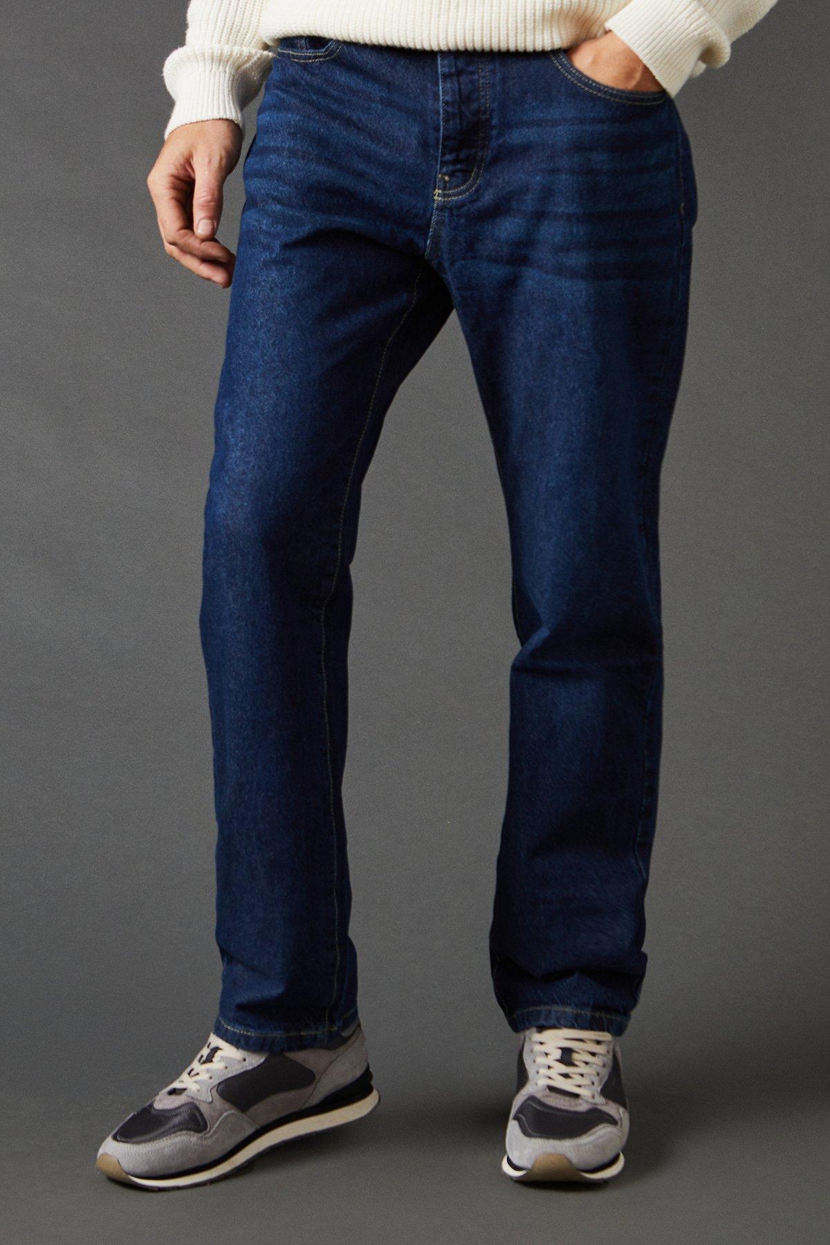 Mens Dark Wash Straight Fit Jean