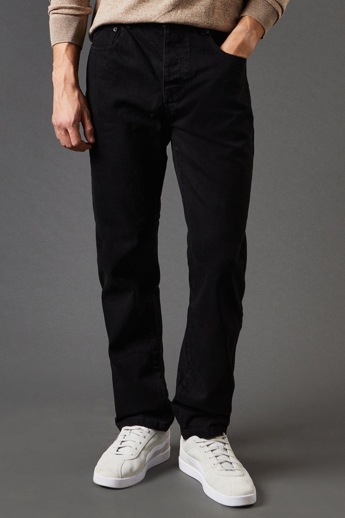 Mens Black Straight Fit Jean