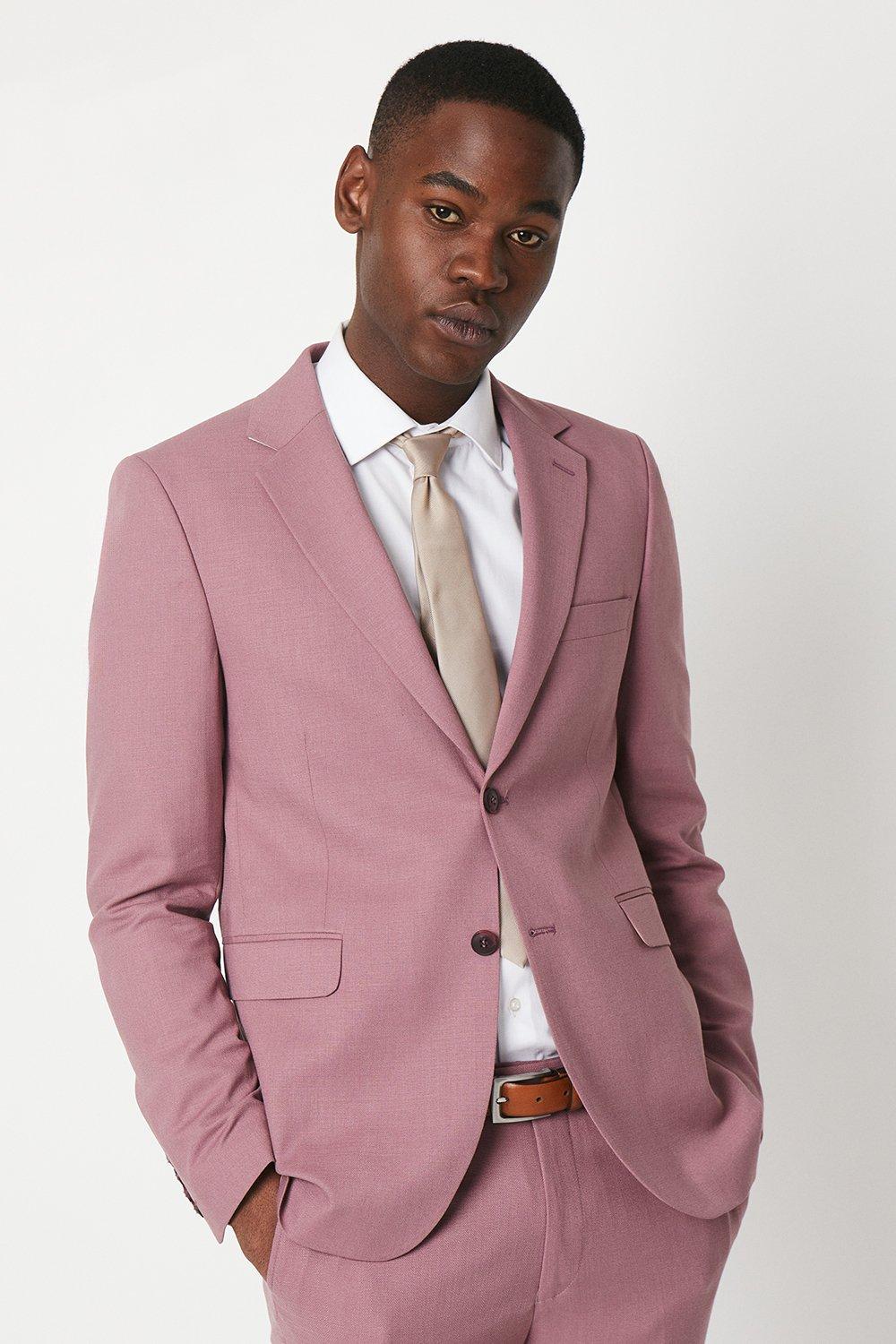 Mens Textured Rose Slim Fit Suit Jacket at Burton