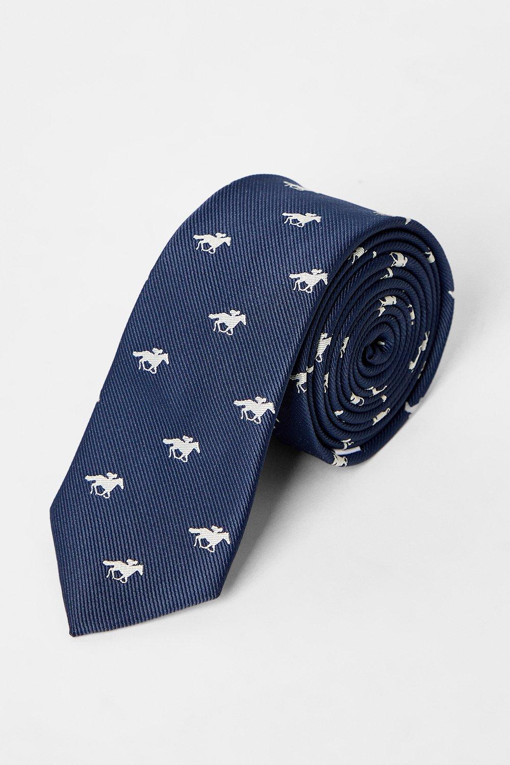 Mens Horse Racing Jacquard Tie