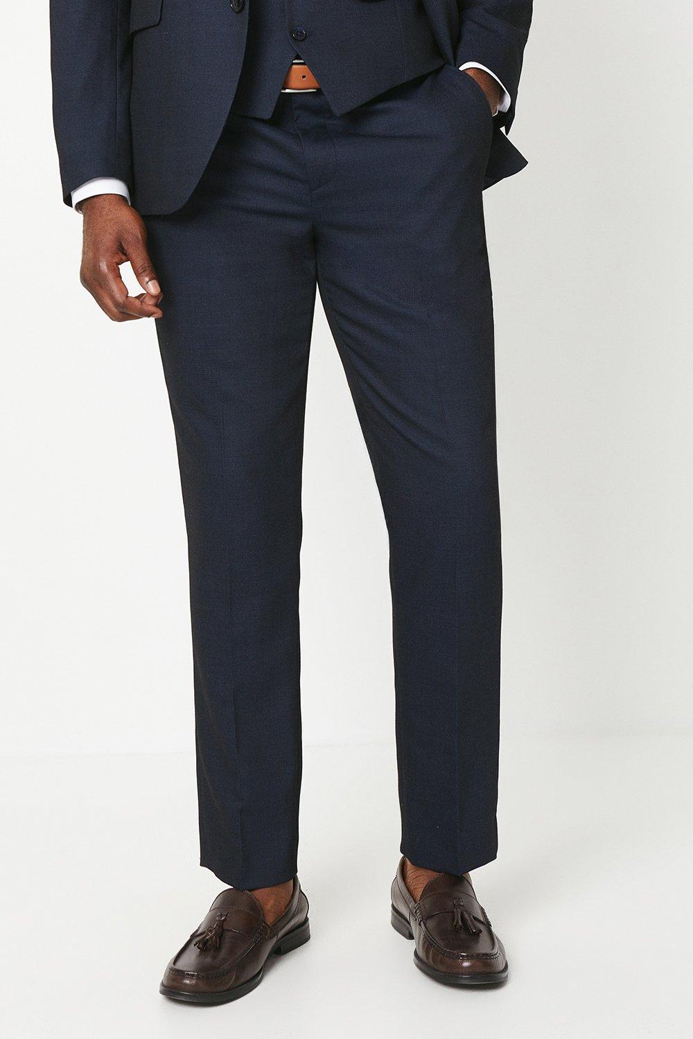 Mens Burton 1904 Navy Wool Blend Slim Fit Suit Trouser