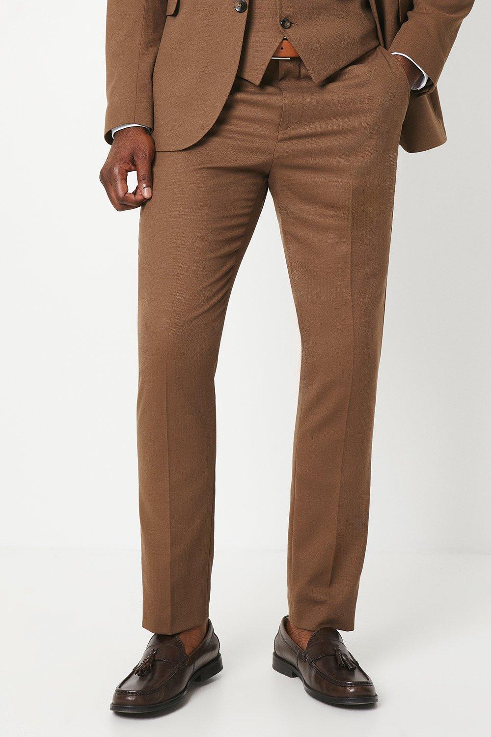 Mens Copper Plain Weave Slim Fit Suit Trouser