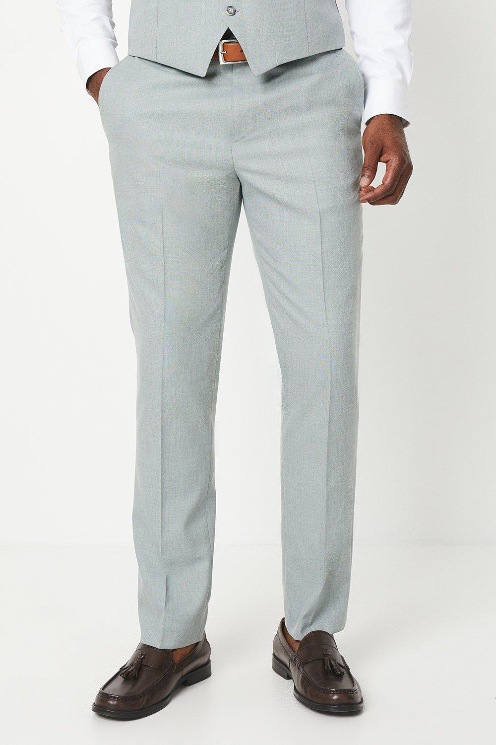 Mens Light Turquoise Twill Weave Suit Trouser