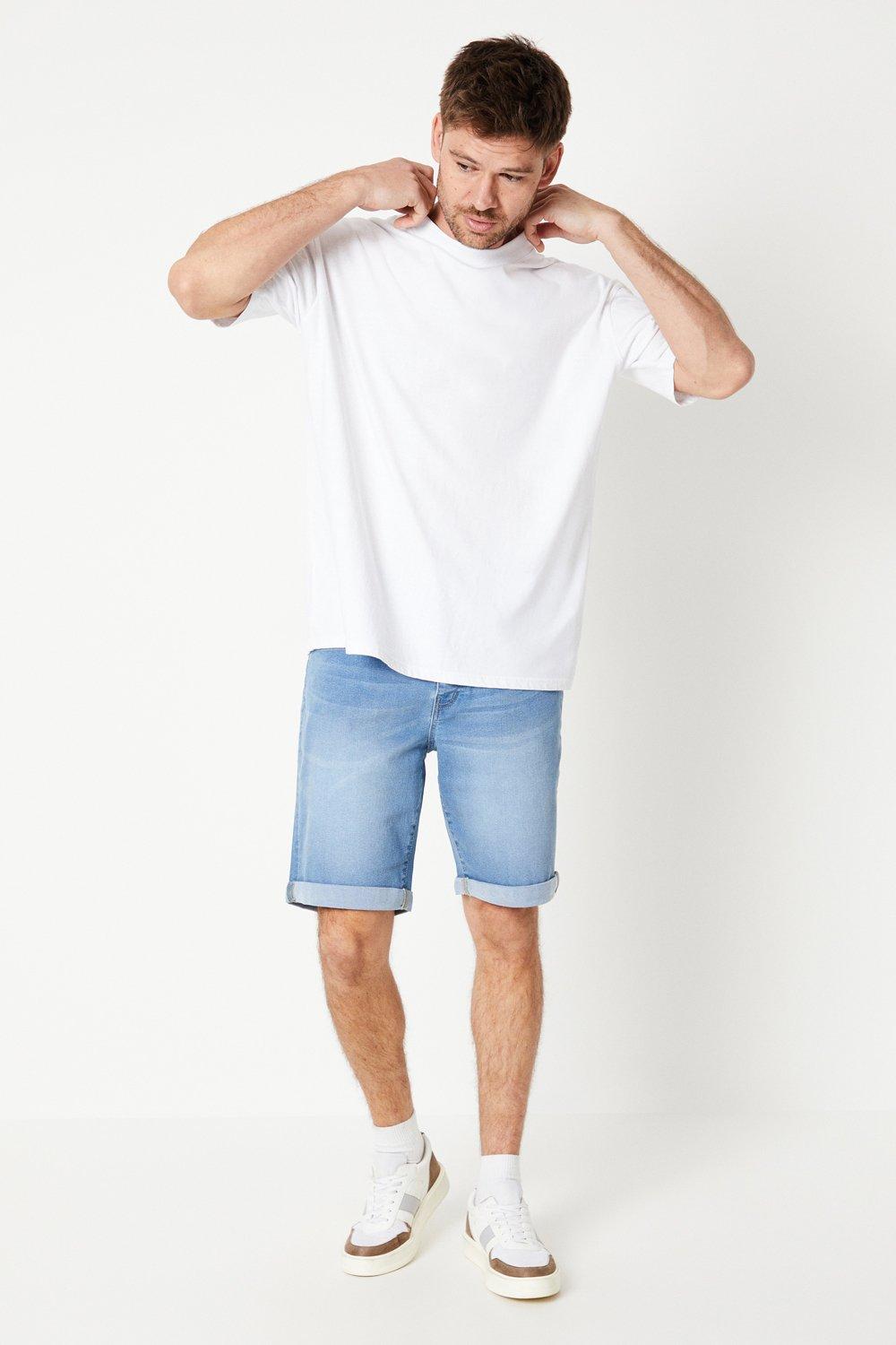 Mens Light Wash Denim Short