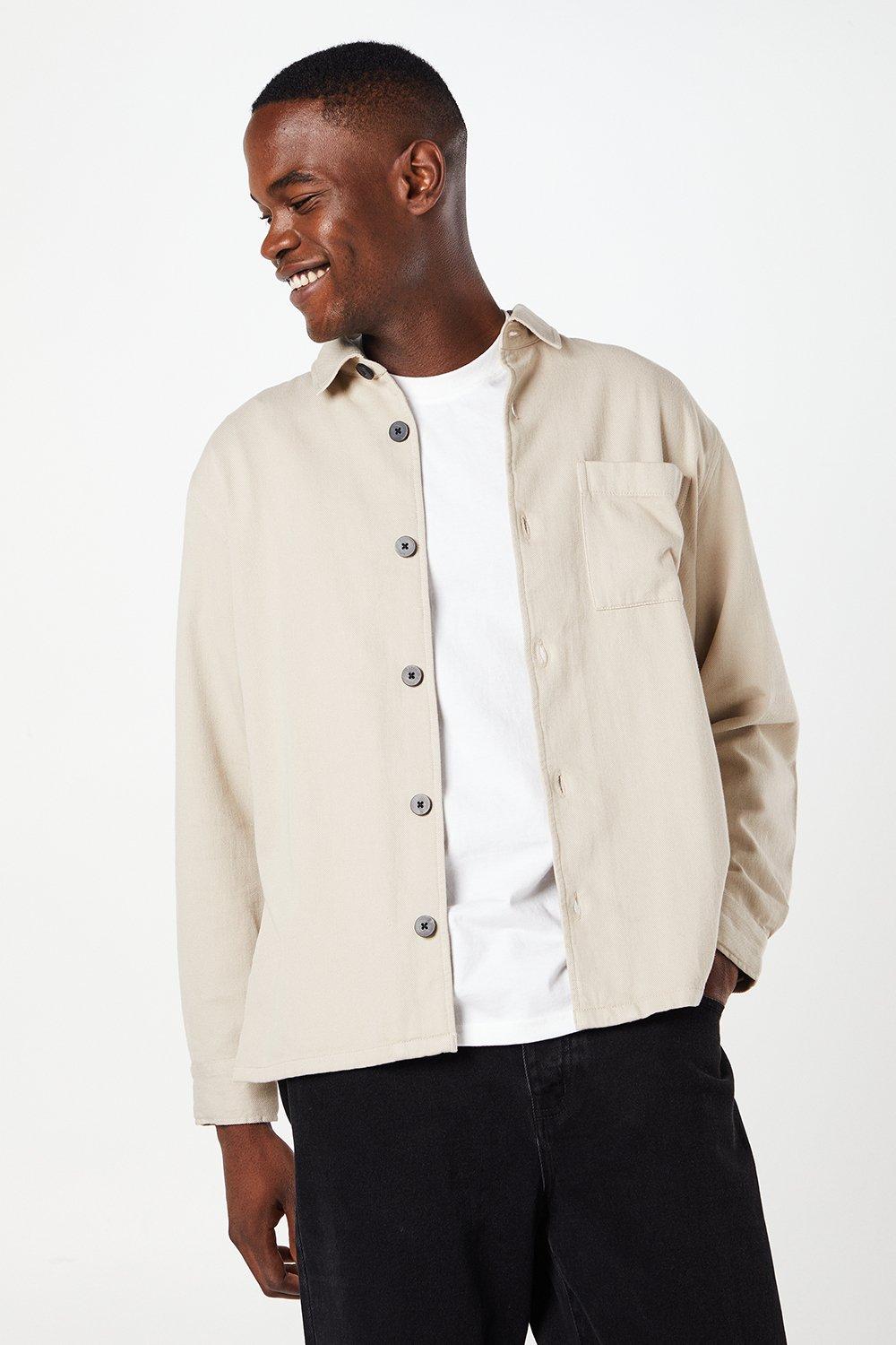 Mens Natural Heavyweight Cotton Twill Overshirt