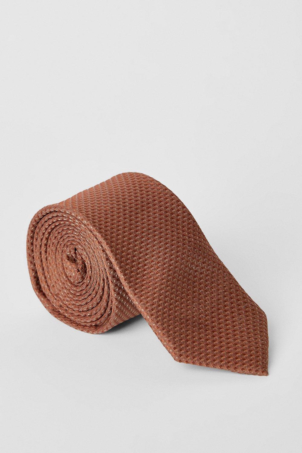 Mens Rust Textured Tie