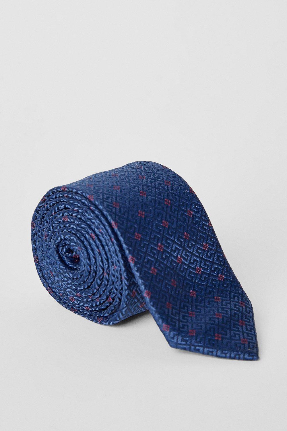 Mens Navy Contrast Geo Tie