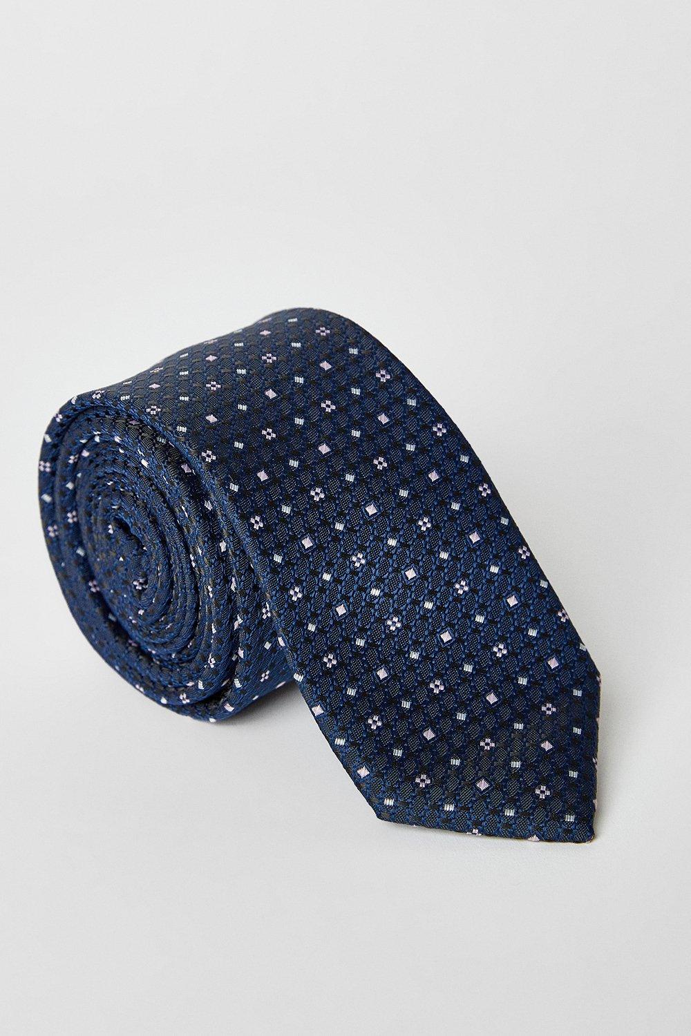 Mens Navy Spot Geo Tie