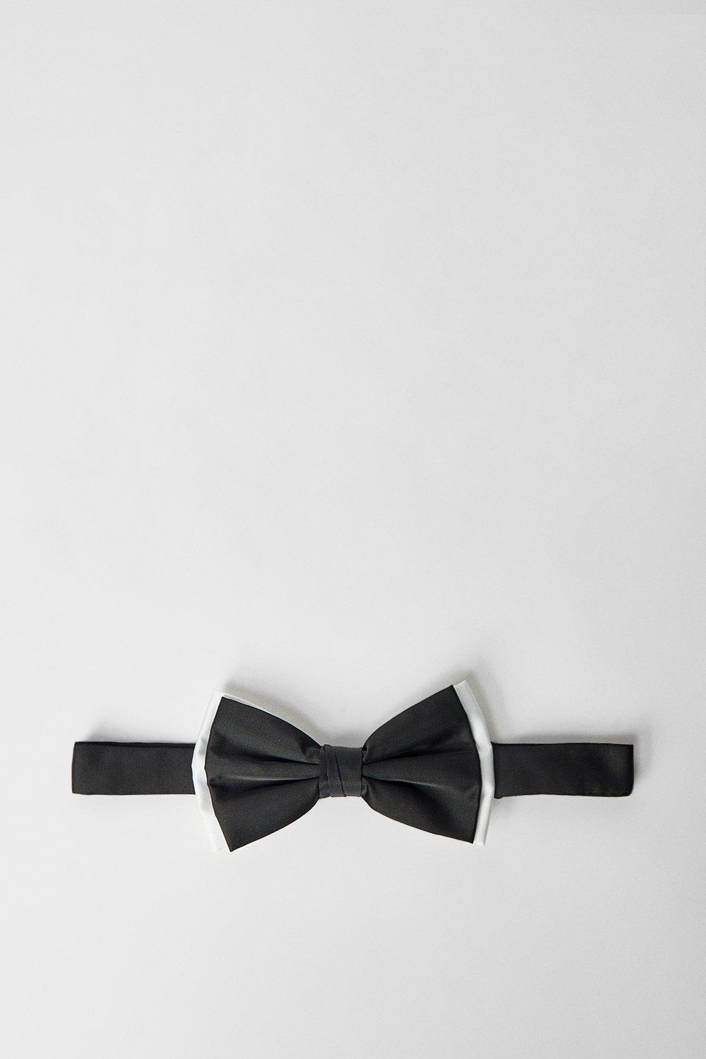 Mens Black Bow Tie With White Tipping