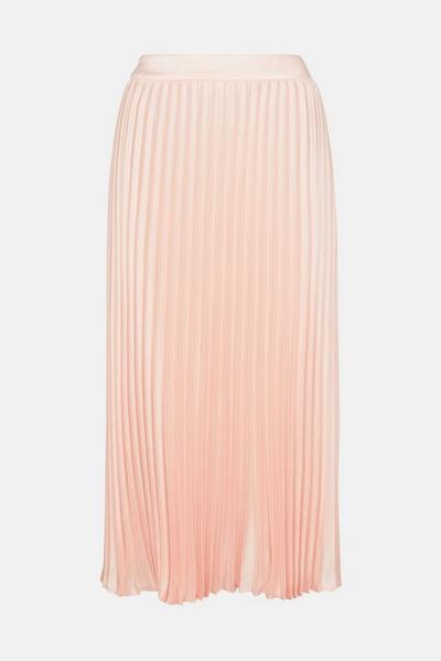 Coast blush Satin Pleated Midi Skirt