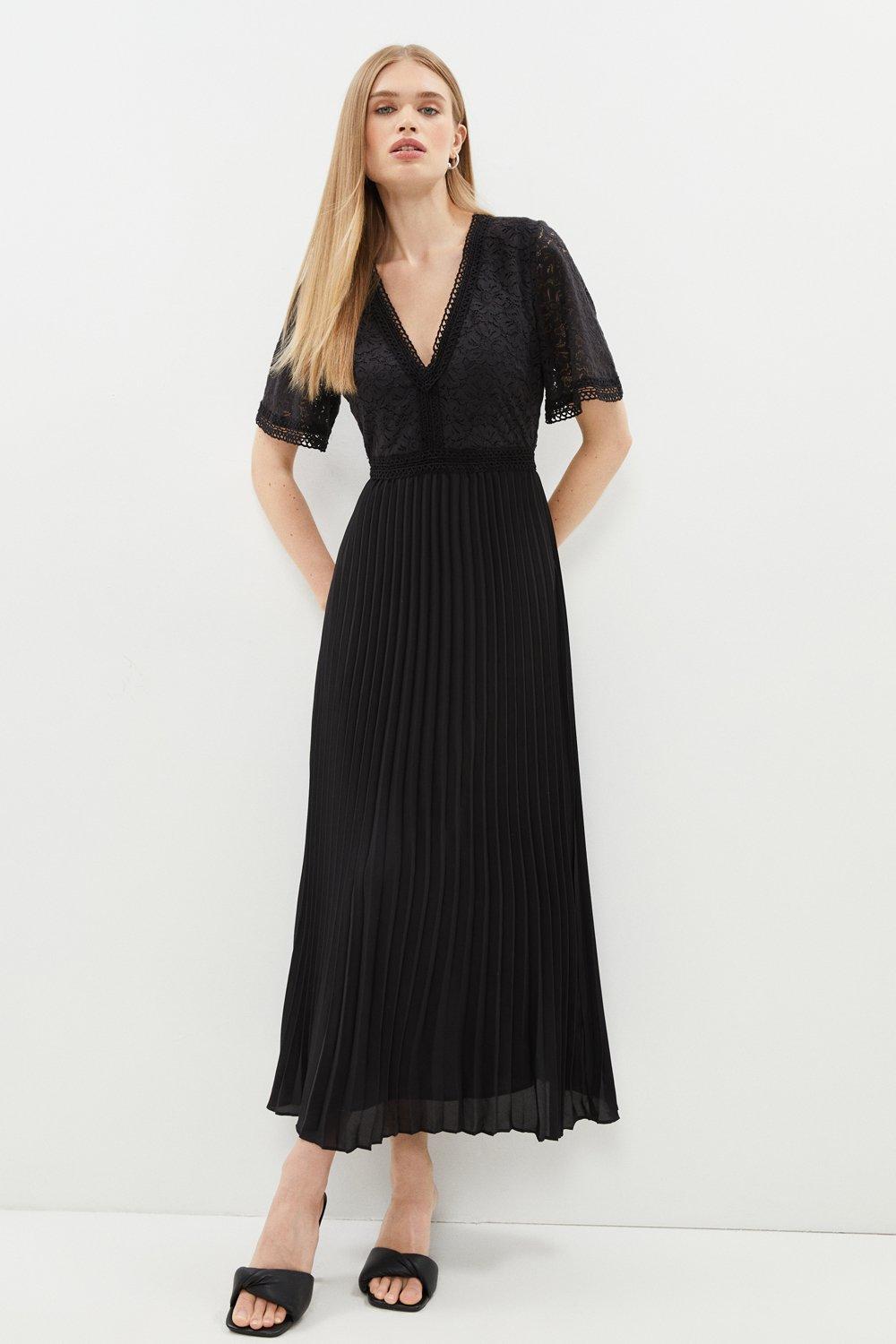 Coast Lace Bodice Angel Sleeve Pleat Skirt Maxi Dress | Debenhams