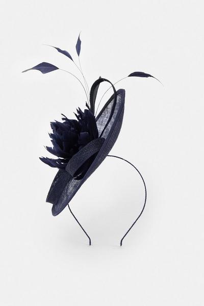 Coast navy Flower And Feather Fascinator