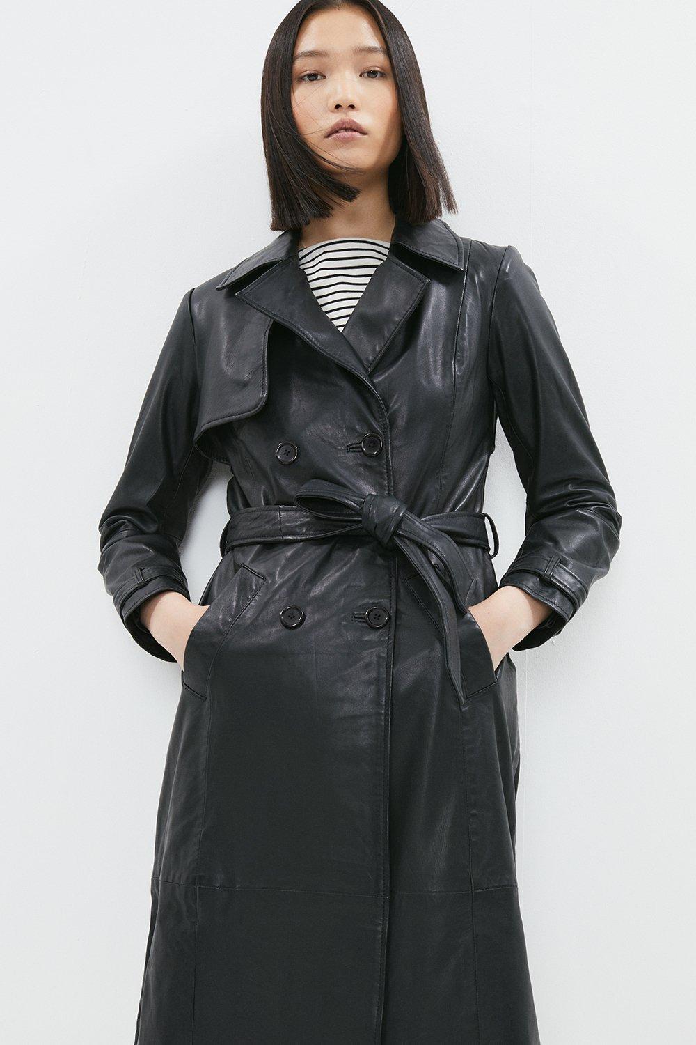 Jackets & Coats | Premium Leather Belted Trench Coat | Coast