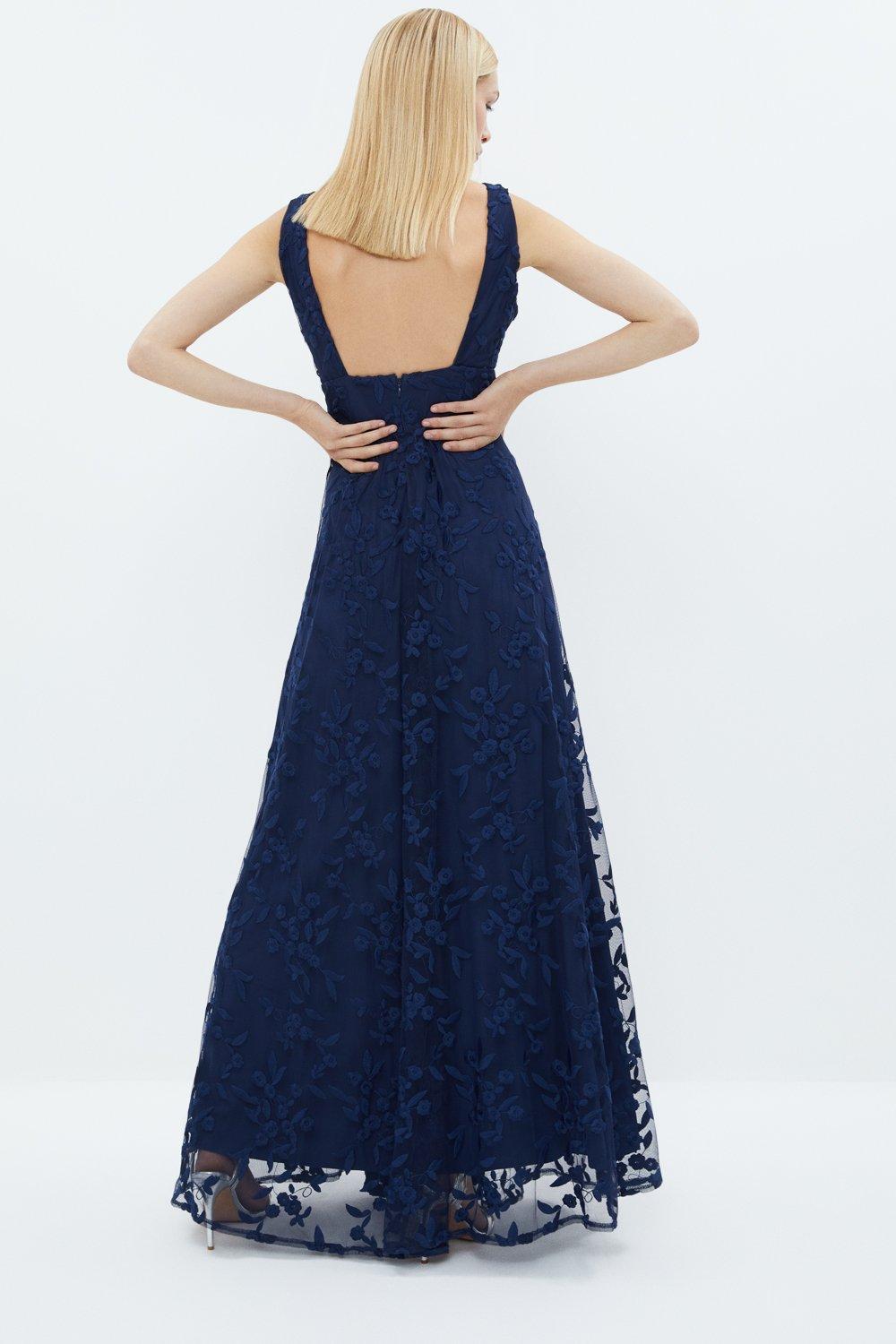 coast embroidered full skirt maxi dress