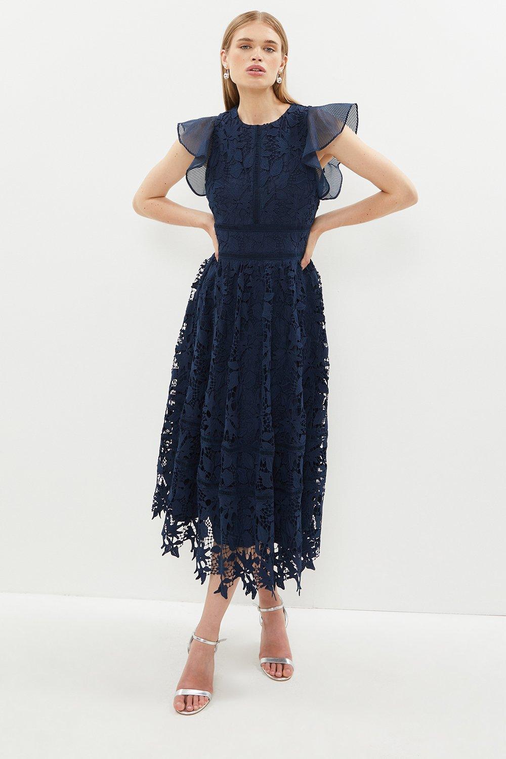Dresses | Lace Full Midi Dress With Organza | Coast