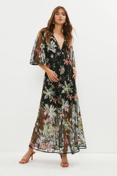 Coast black Midi Dress In Floral Sequin