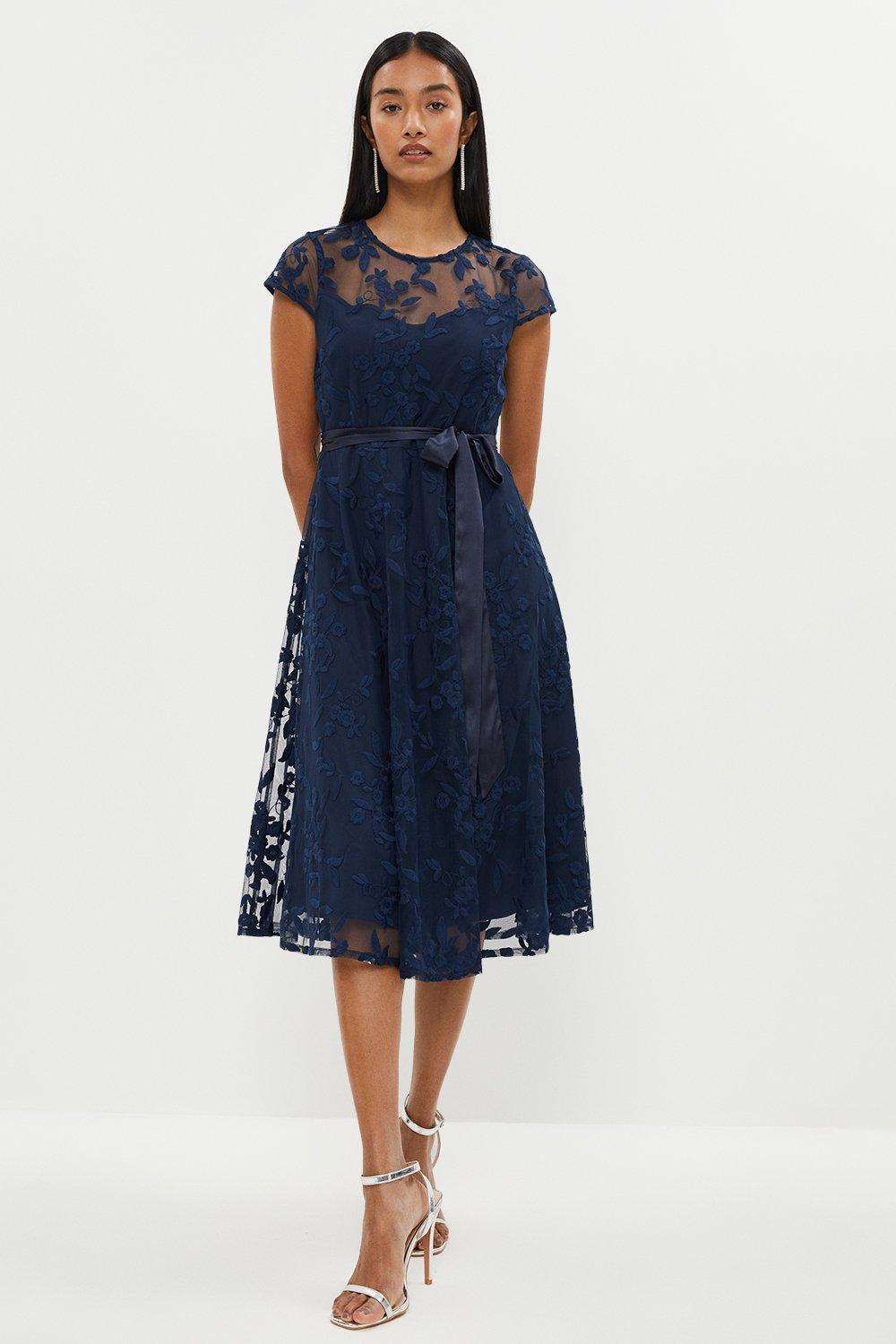 Dresses | Petite All Over Embroidered Midi Dress | Coast