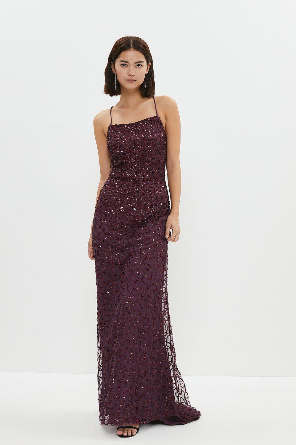 Petite All Over Sequin Maxi Dress - Red