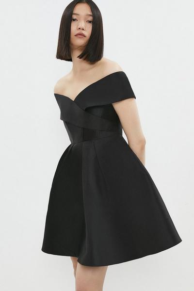 Coast black Bardot Full Skirt Mini Dress