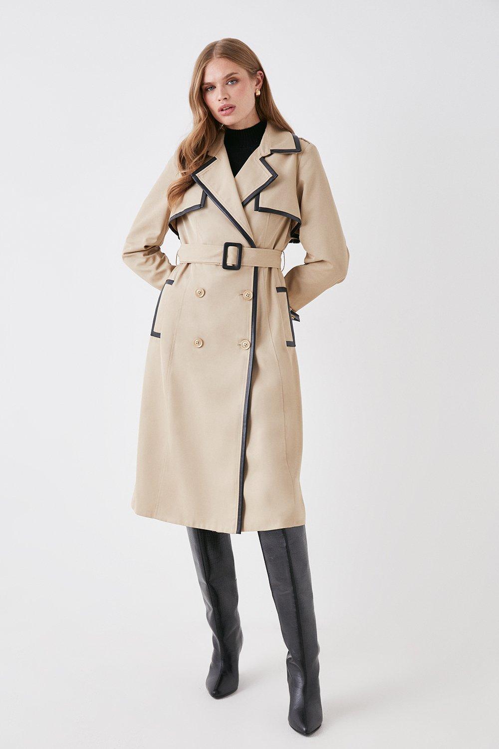 Jackets & Coats | Pu Trimmed Belted Trench Coat | Coast