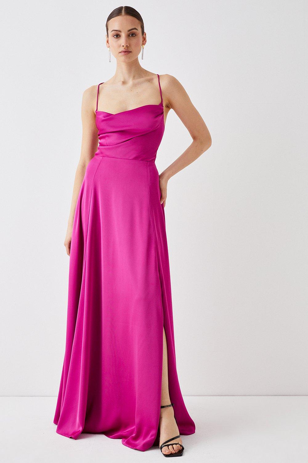 Dresses | Cowl Neck Satin Maxi Prom Dress With Strappy Back | Coast