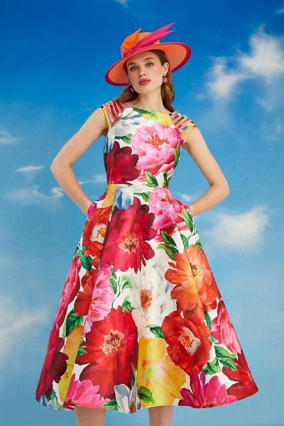 Lisa Tan Coast Floral Embroidered Midi Dress With Multi Strap