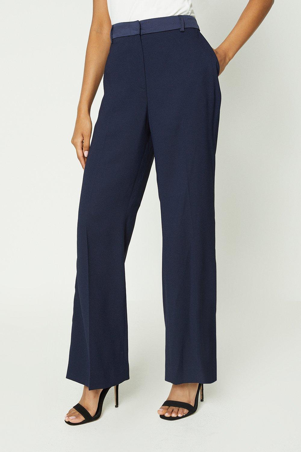 Trousers | Petite Straight Leg Satin Waistband Trouser | Coast